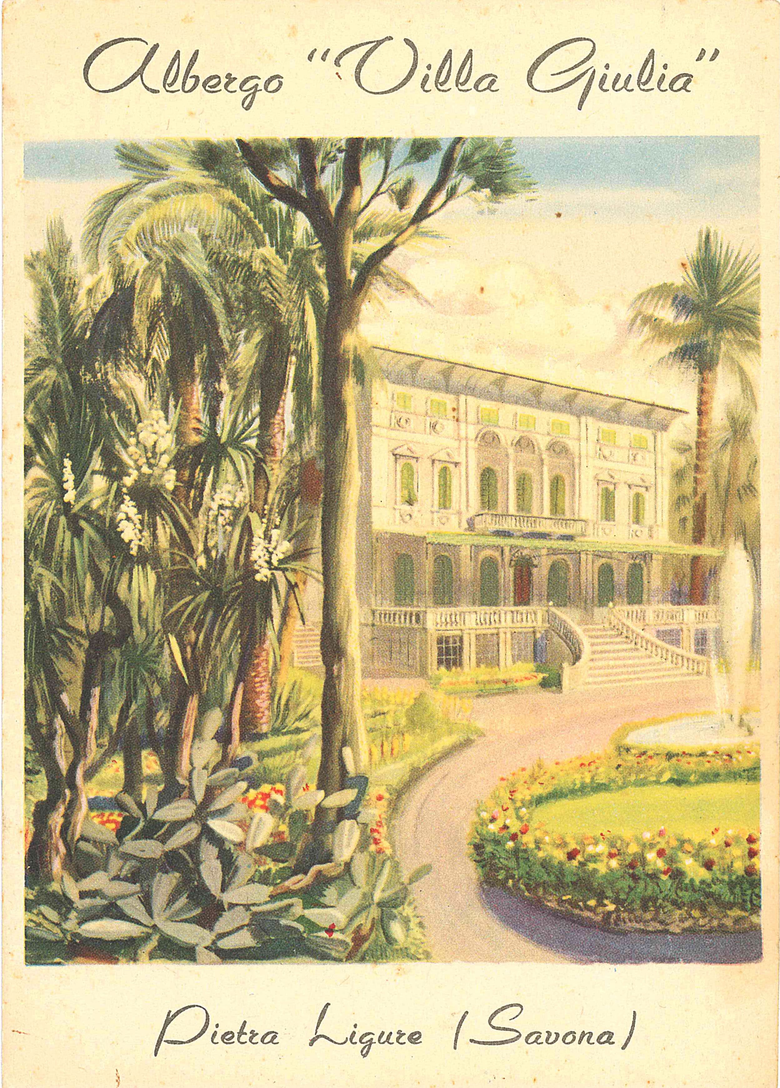 Vintage postcard of Albergo Villa Giulia, Pietra Ligure
