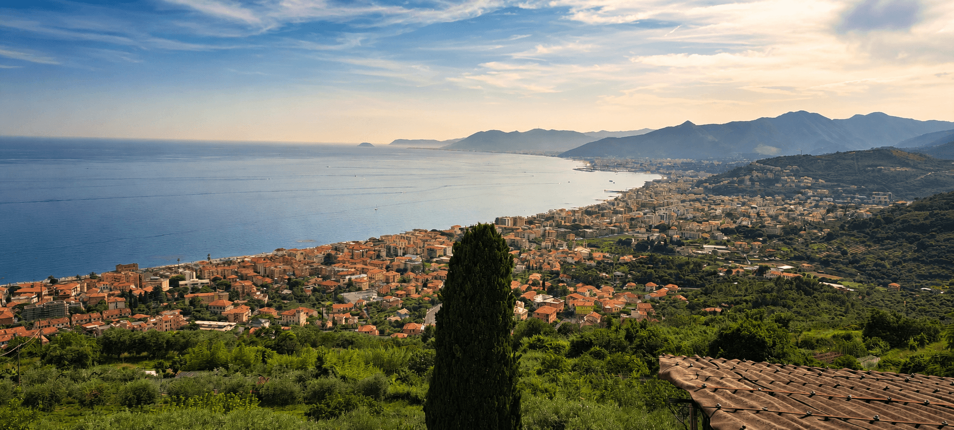 Panoramic view of Pietra Ligure and the Ligurian coast